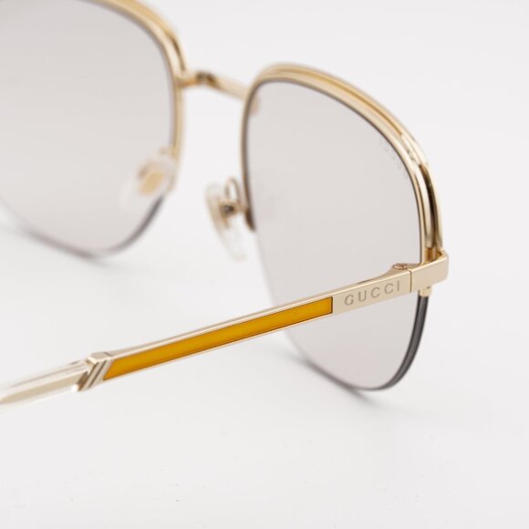 Gucci GG0777S 001 Sunglasses Gold Square Frame, Transparent Lenses - Picture 4 of 10